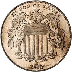 1870 Shield 5C PCGS PF65 Cameo
