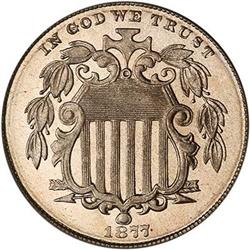 1877 Shield 5C PCGS PF65 Cameo