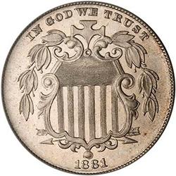 1881 Shield 5C PCGS PF66