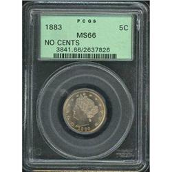 1883 Liberty Nickel. Without CENTS PCGS MS66