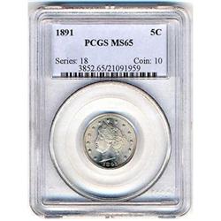 1891 Liberty Nickel PCGS MS65
