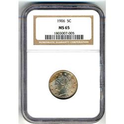 1906 Liberty 5c NGC MS65
