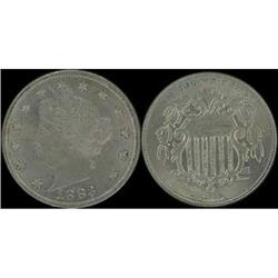 1883. Lot of 2 Nickels.