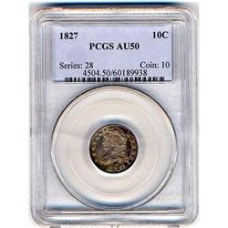 1827 Capped Bust Dime PCGS AU50