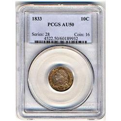 1833 Capped Bust Dime PCGS AU50