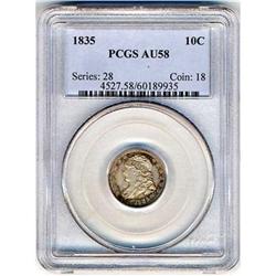 1835 Capped Bust Dime PCGS AU58