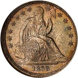 1838 Liberty Seated Dime. Large stars NGC MS67