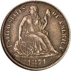 1871-CC Liberty Seated Dime ngc ms63