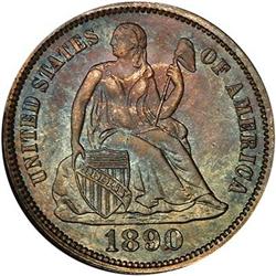 1890 Liberty Seated Dime NGC MS67