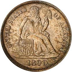 1890 Liberty Seated 10c NGC MS65