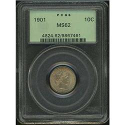 1901 Barber Dime PCGS MS62