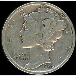 1942/1 Mercury Dime RAW
