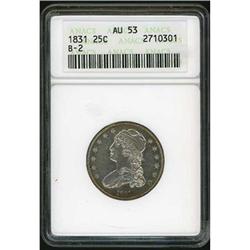 1831 Capped Bust 25C Small letters B-2 ANACS AU53