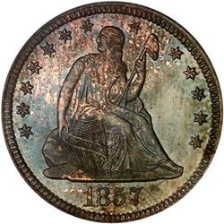 1857 Liberty Seated Quarter Dollar PCGS MS66