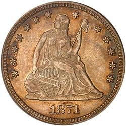 1871-CC Liberty Seated Quarter Dollar PCGS AU55