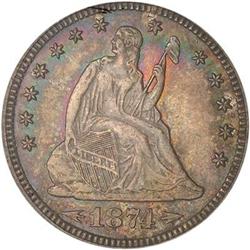 1874 Liberty Seated 25c. Arrows. PCGS MS64