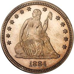 1884 Liberty Seated Quarter Dollar NGC PF67