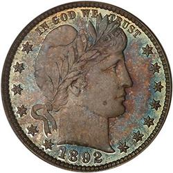 1892 Barber Quarter Dollar PCGS MS67