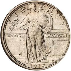 1916 Liberty Standing Quarter Dollar NGC MS66 FH