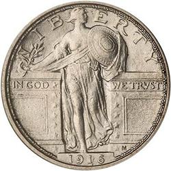 1916 Liberty Standing 25c PCGS MS65 FH