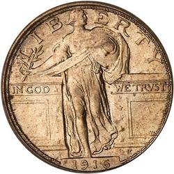 1916 Liberty Standing 25c PCGS MS63 FH