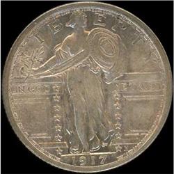 1917 Liberty Standing Quarter Dollar. Type 1 RAW
