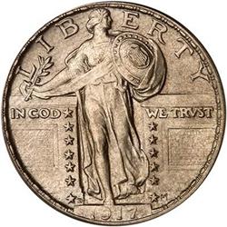 1917-D Liberty Standing 25C. Type 2 PCGS MS63FH