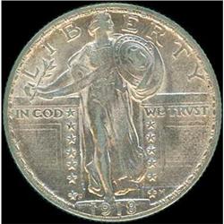 1918-D Liberty Standing Quarter Dollar RAW