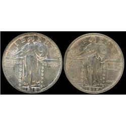 Group of Two Standing Liberty 25C: 1917, 1918 RAW