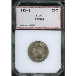 1932-S Washington 25C PCI AU50 Whizzed