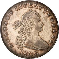 1806 Draped Bust 50C. Knob. 6, sm. stars O-106 NGC AU58