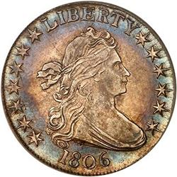 1806 Draped Bust 50C. Ptd. 6, stem thru claw PCGS AU50