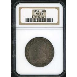 1813 Capped Bust Half Dollar O-107A, R-1 NGC AU58