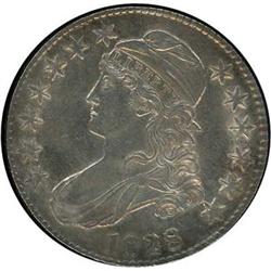 1828 Capped Bust 50C. Sq. 2, Sm. 8, Lg. Let. RAW