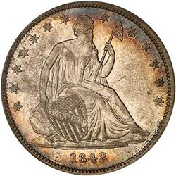 1842 50C sm. date rev. of 1842 PCGS AU55