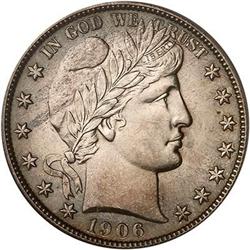 1906-S Barber 50C PCGS AU58