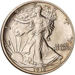 1916 Liberty Walking Half Dollar NGC MS65