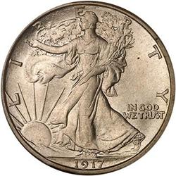 1917-S Lib Walking 50C Mint mark on Rev NGC MS64