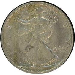 1917-S Lib. Walking 50C. Mint mark on Rev RAW AU58