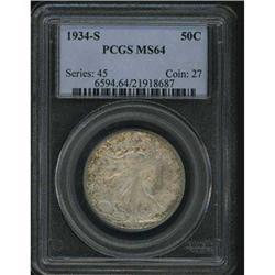 1934-S Liberty Walking Half Dollar PCGS MS64