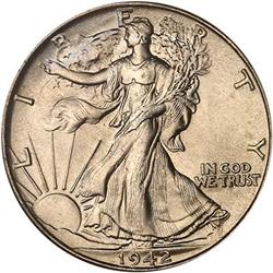 1942 Liberty Walking 50C NGC MS66