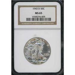 1943-D Liberty Walking Half Dollar NGC MS65
