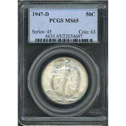 1947-D Liberty Walking Half Dollar PCGS MS65