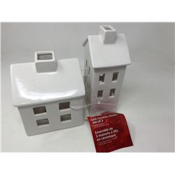 Set of 2 LED Ceramic Houses