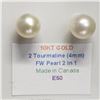 Image 3 : 10K White Gold Orange/Yellow Tourmaline Freshwater Pearl Earrings, Made in Canada, Suggested Retail 