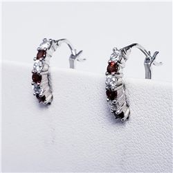 Silver Garnet Cubic Zirconia Earrings, Suggested Retail Value $80