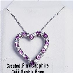Silver Created Pink Sapphire Cubic Zirconia Pendant, Suggested Retail Value $100