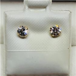 14K Yellow Gold Cubic Zirconia Earrings, Made in Canada, Suggested Retail Value $120