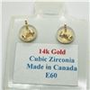 Image 3 : 14K Yellow Gold Cubic Zirconia Earrings, Made in Canada, Suggested Retail Value $120