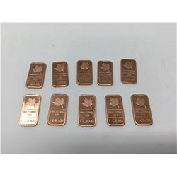 Lot of Copper Grams (10 x 1gram)